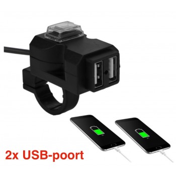 Motorfiets USB aansluitingen 2x 5V 3.1A / Universeel toepasbaar / Motorfiets Scooter / HaverCo